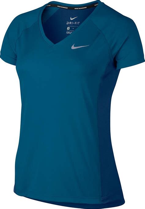 nike damen dry miler v-neck kurzarm top